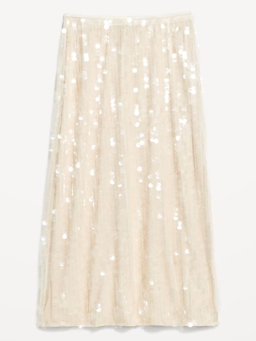 High-Waisted Sequin Midi Pencil Skirt