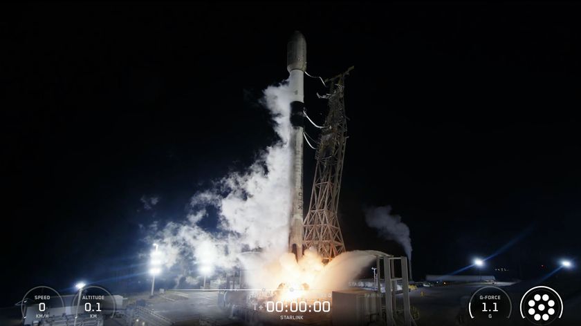 A SpaceX Falcon 9 rocket launches 28 Starlink satellites from Vandenberg Space Force Base in California on Oct. 7, 2025.