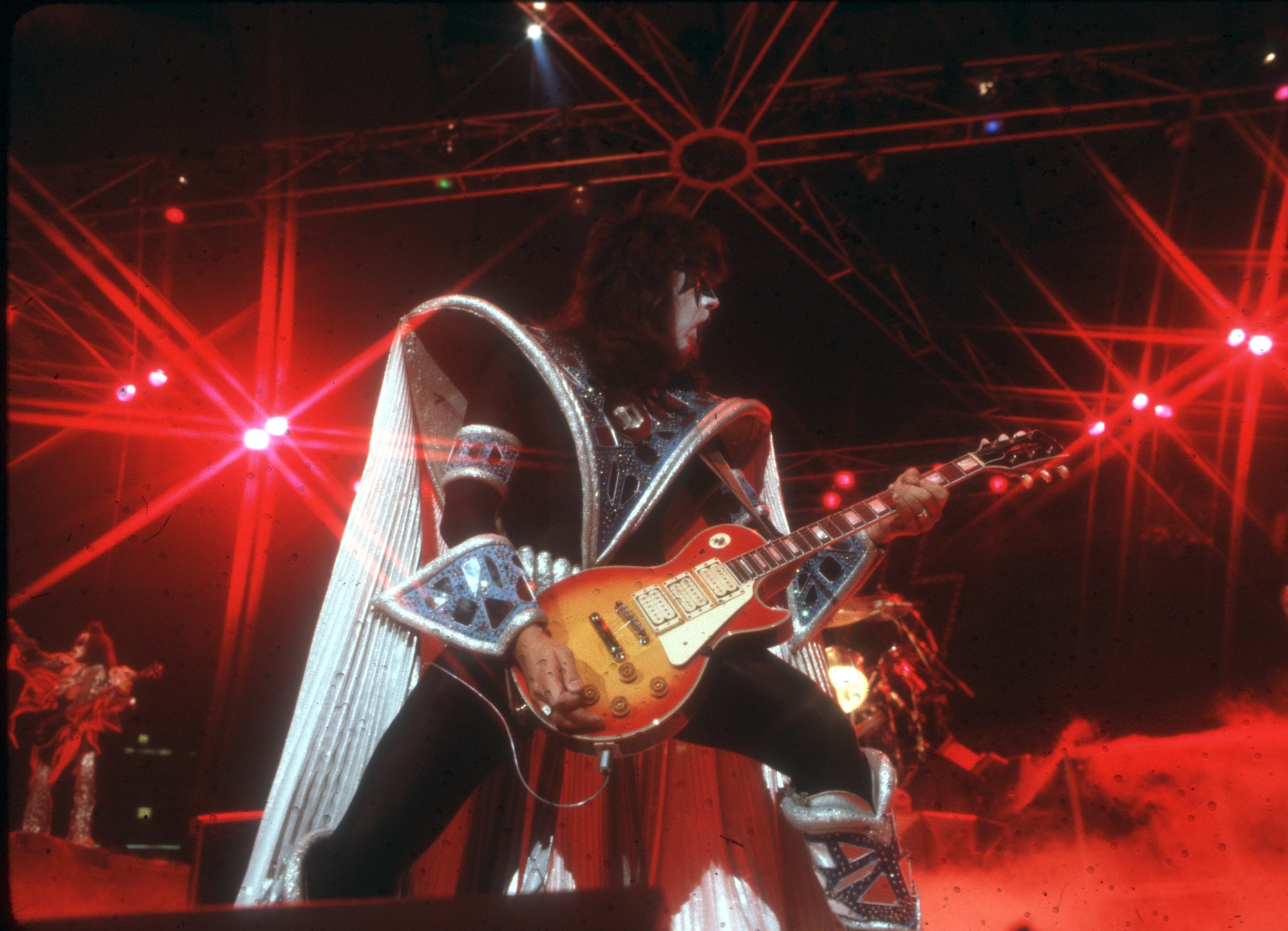 Ace Frehley performs onstage with Kiss in Los Angeles, California on July 24, 1979