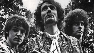 Promotional photo of UK rock group in 1968 from l: Ginger Baker, Ginger Baker, Eric Clapton