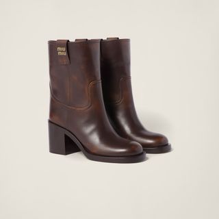 Miu Miu, Fumé Leather Booties