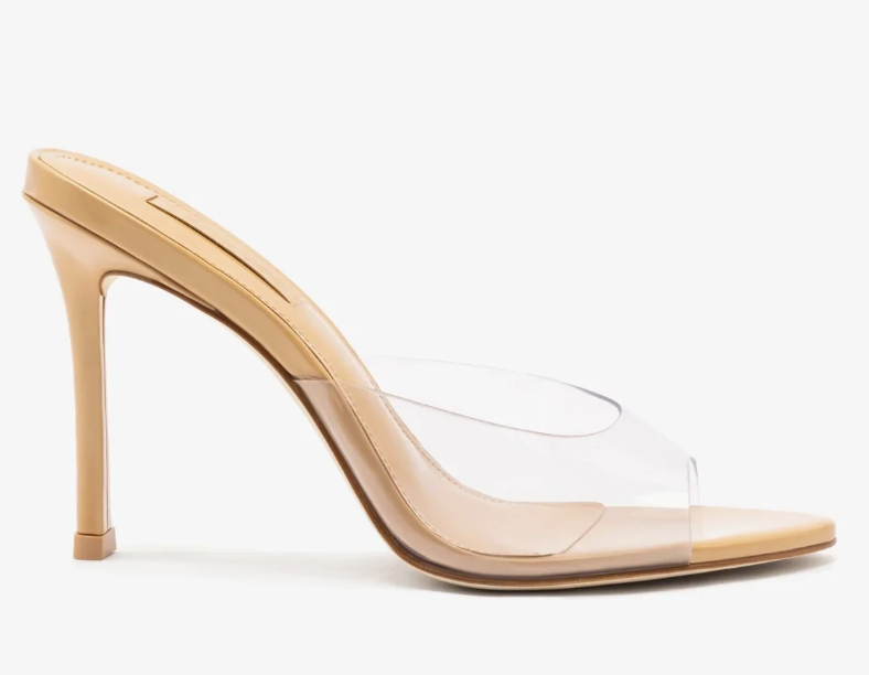 Larroudé, Jasmine Hi Mule in Tan Leather and Vinyl