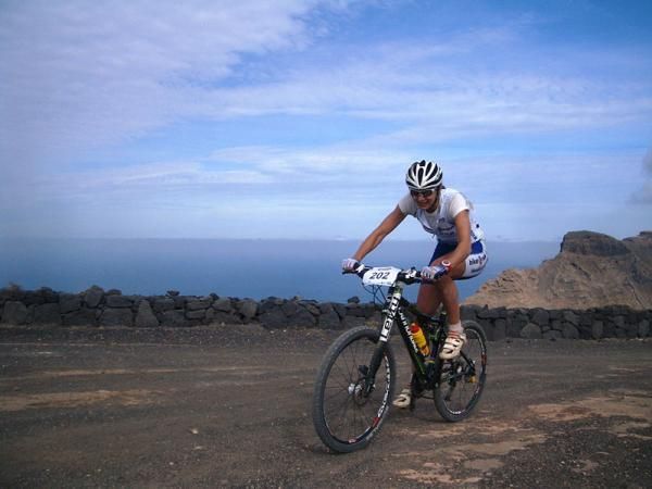 A racer climbs during stage 3.