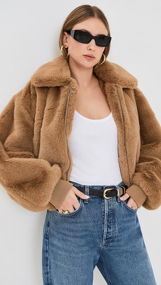 Good American Faux Fur Collared Coat