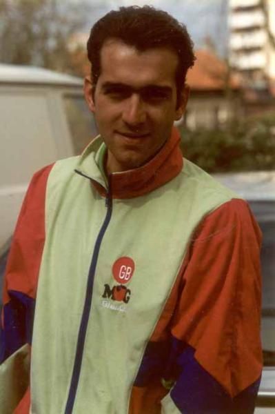 Franco Ballerini in relaxed mood ahead of the 1993 Paris-Roubaix.
