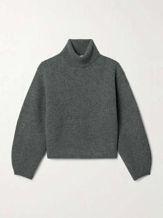 Ribbed Wool-Blend Turtleneck Sweater