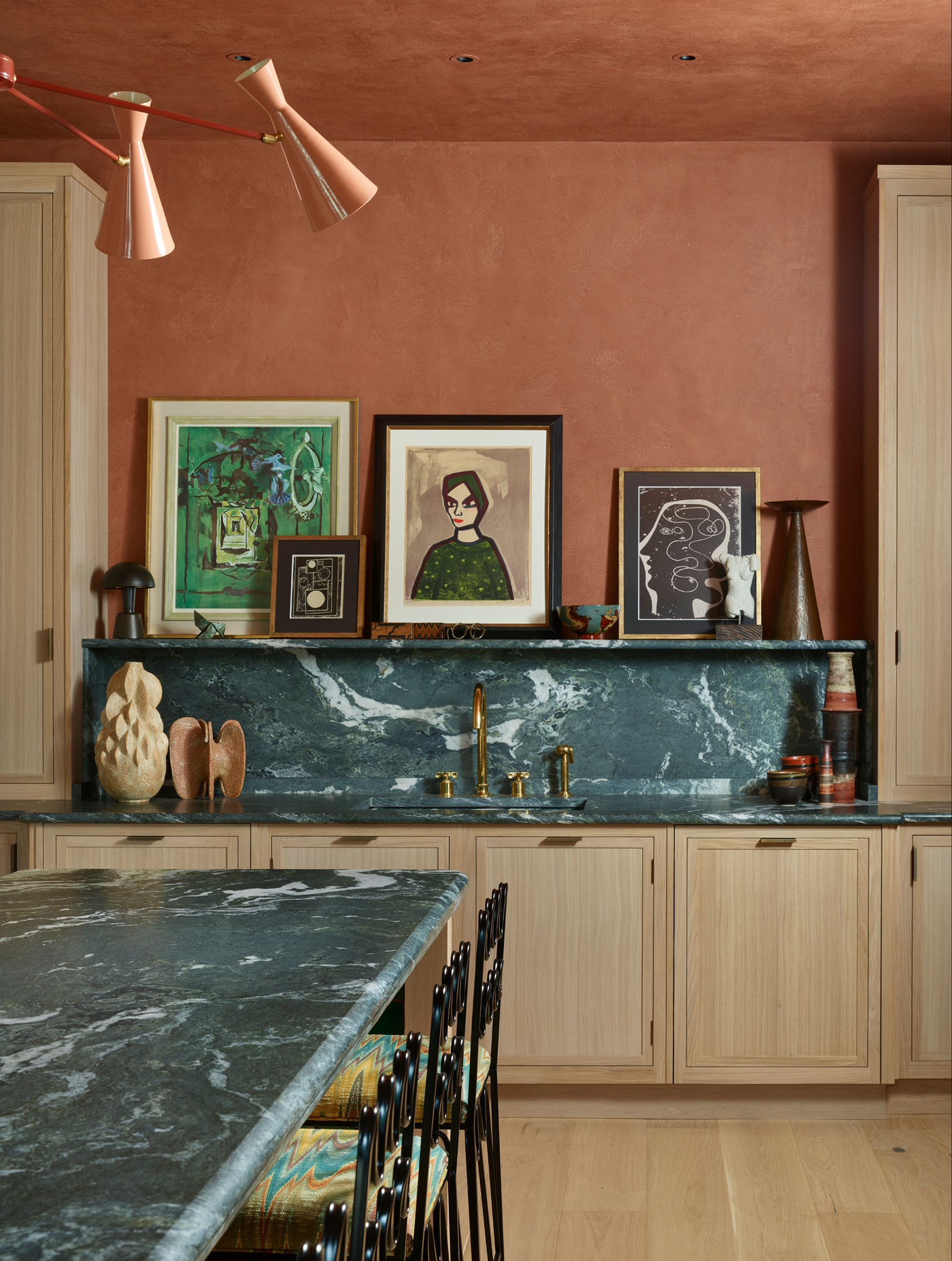 Art above a kitchen splashback
