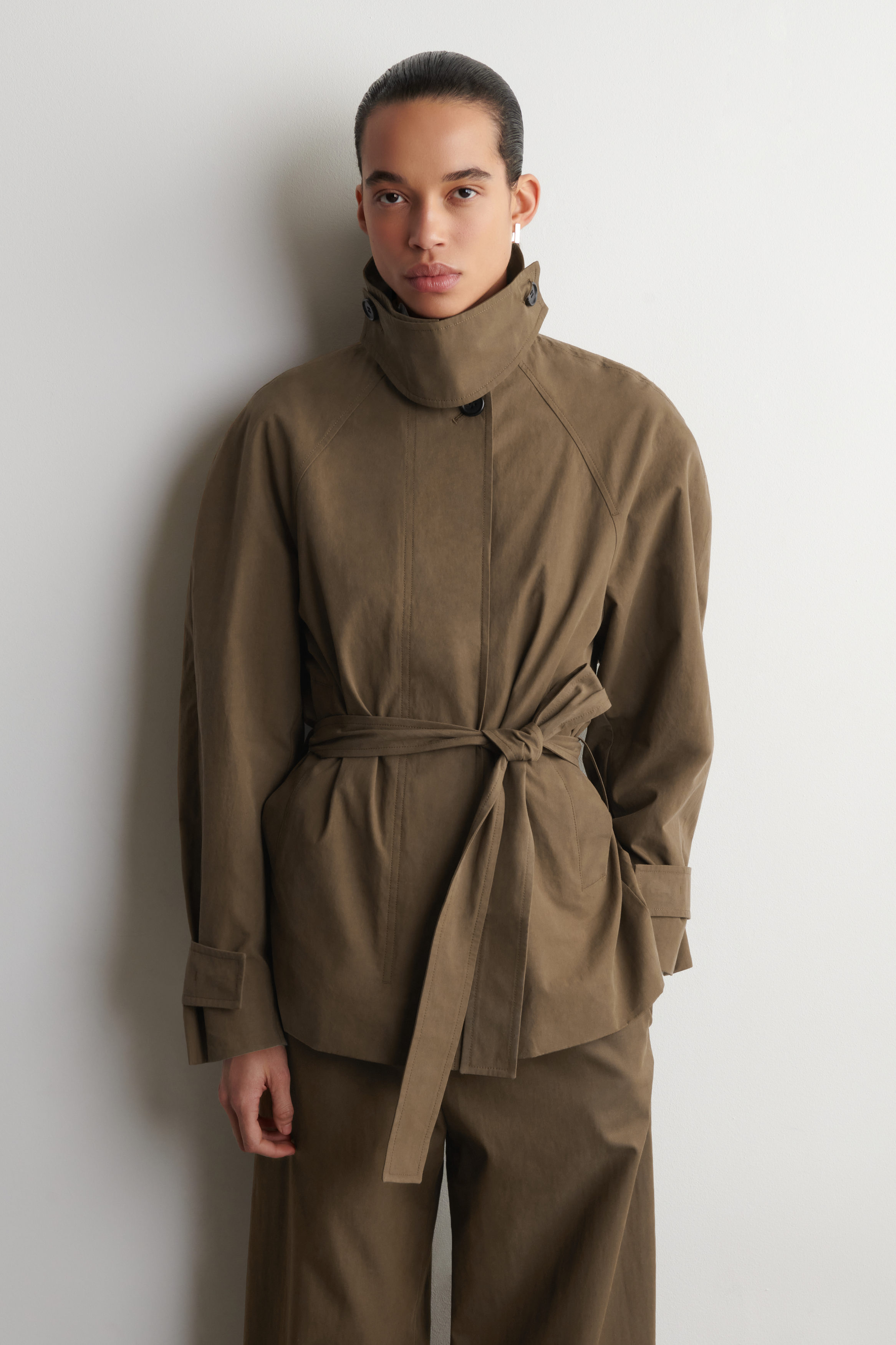 Belted Cotton Short Trench Coat