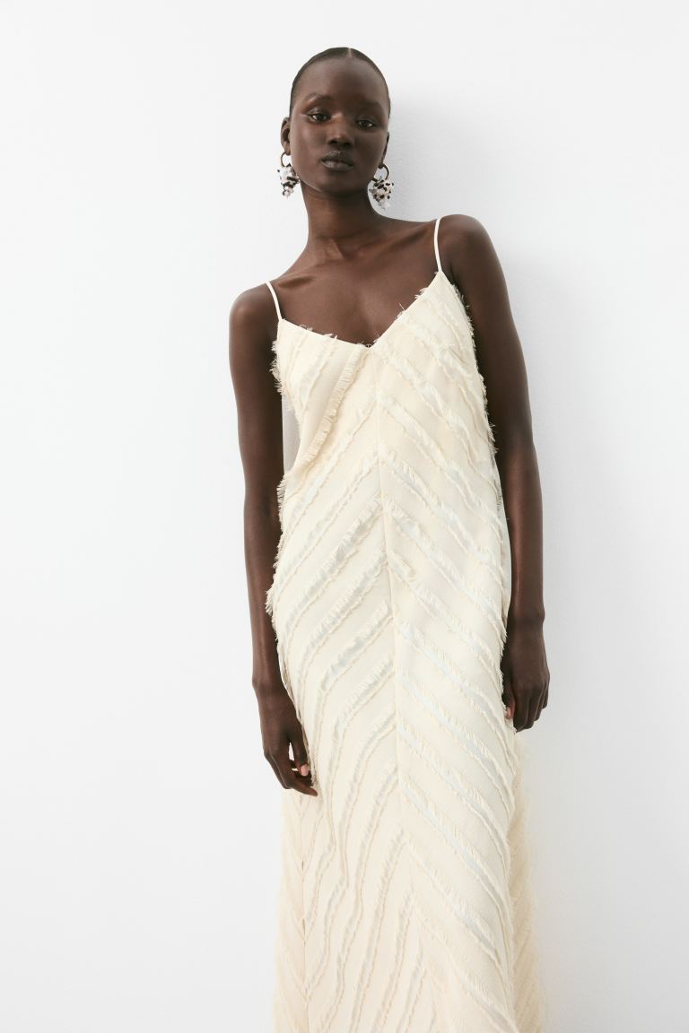 Fringe-Trimmed Strappy Dress