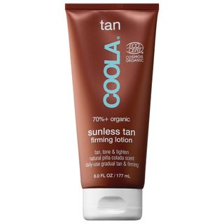 Sunless Tan Firming Self Tanner Lotion With Shea Butter and Caffeine on a white background