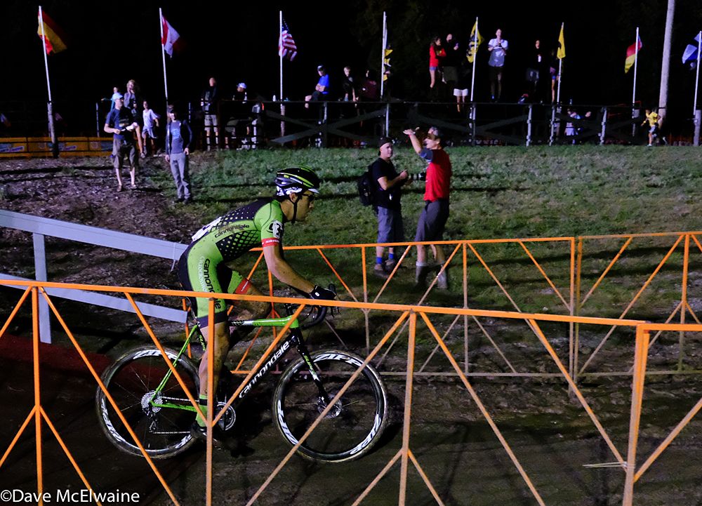 Curtis White (Cannondale) leading during lap one