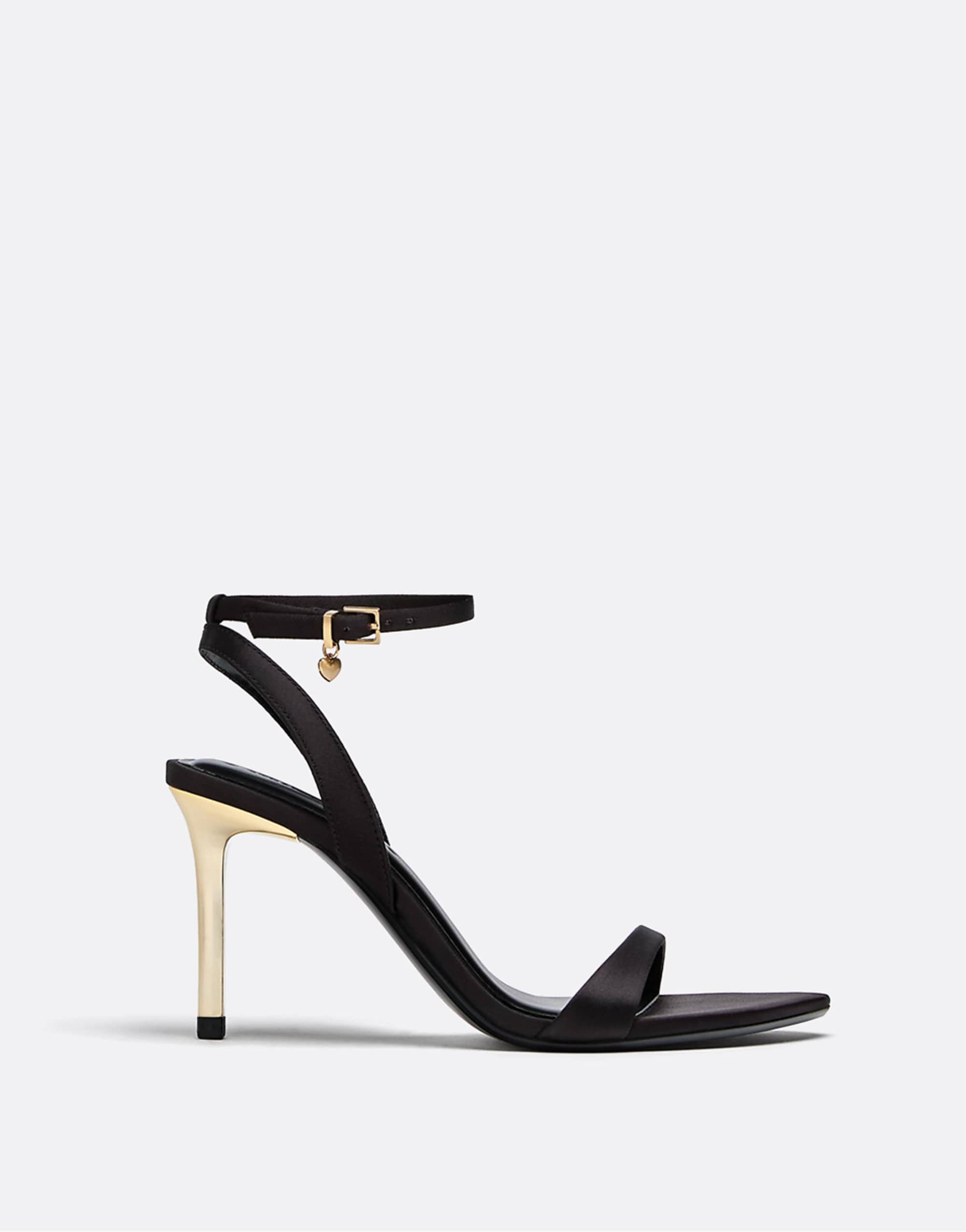 Stradivarius Heeled Sandal in Black