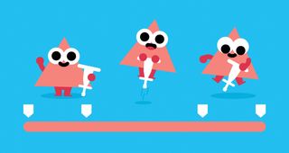finished animation with triangles on pogo sticks