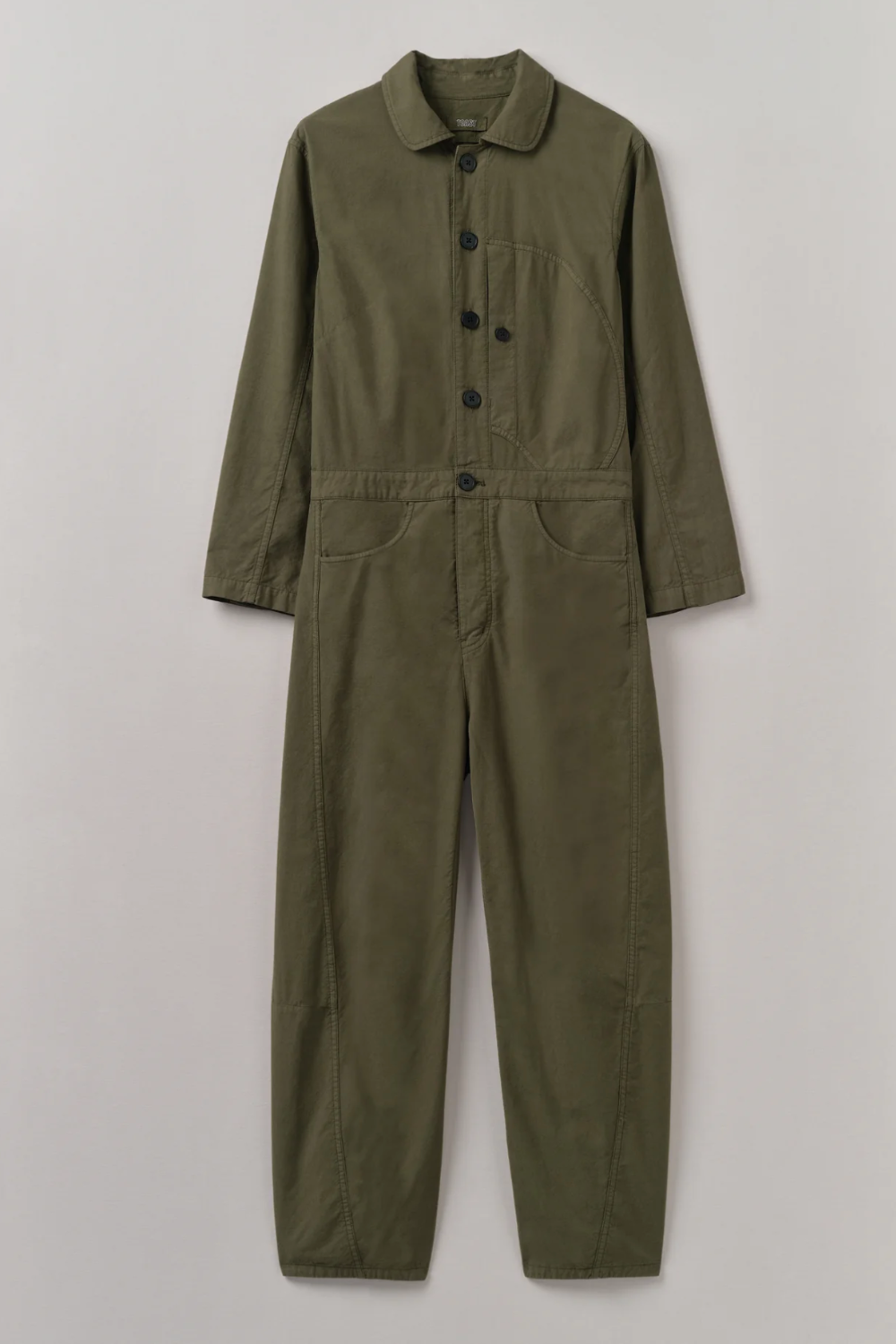 Half Placket Cotton Linen Jumpsuit | Oil Cloth