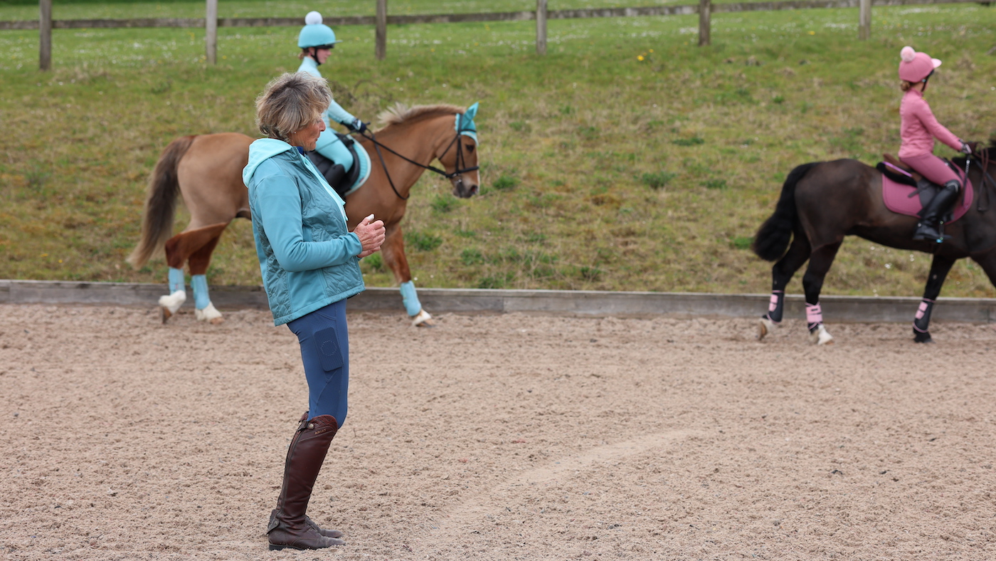 Training with Mary King, demonstrating good position