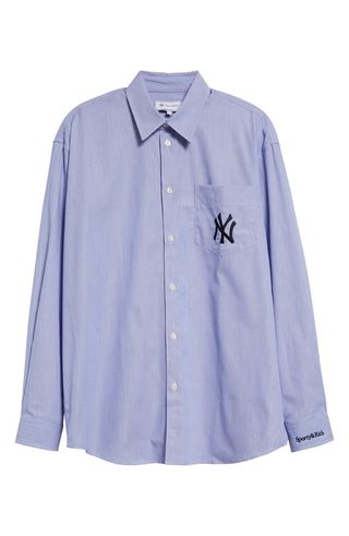 Yankees Baumwoll-Serif-Oversize-Hemd mit Knöpfen