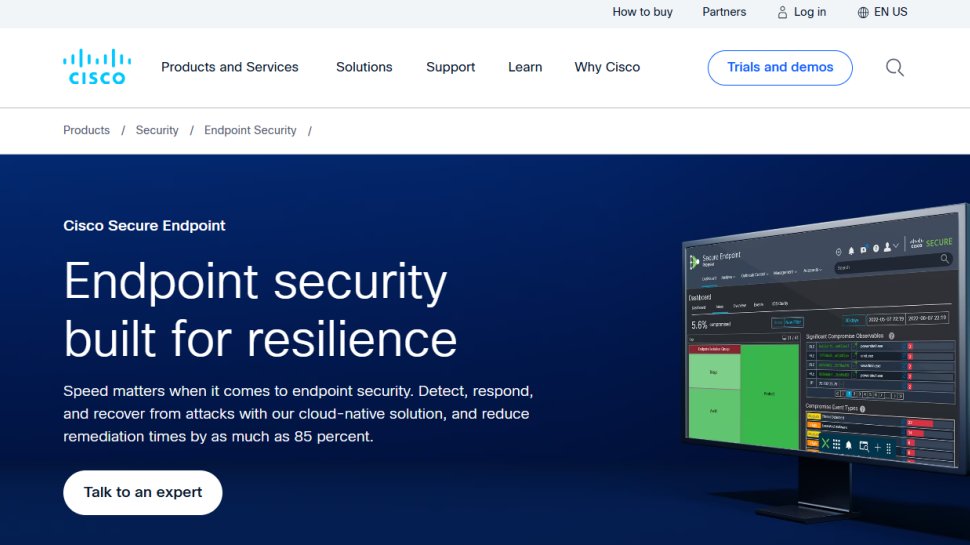 Cisco Secure Endpoint website screenshot (September 2025).