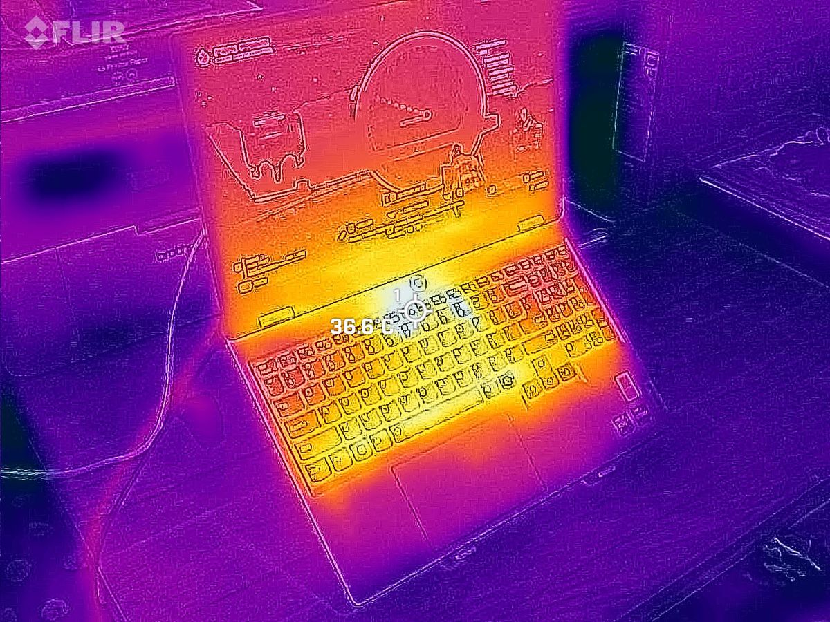Lenovo LOQ 15IAX9I temperatures detected with a FLIR thermal camera