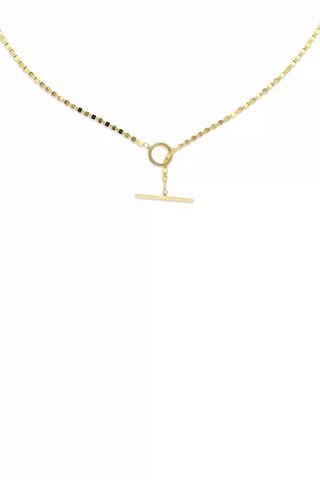 Moon and Meadow 14K Gold T Bar Valentino Necklace