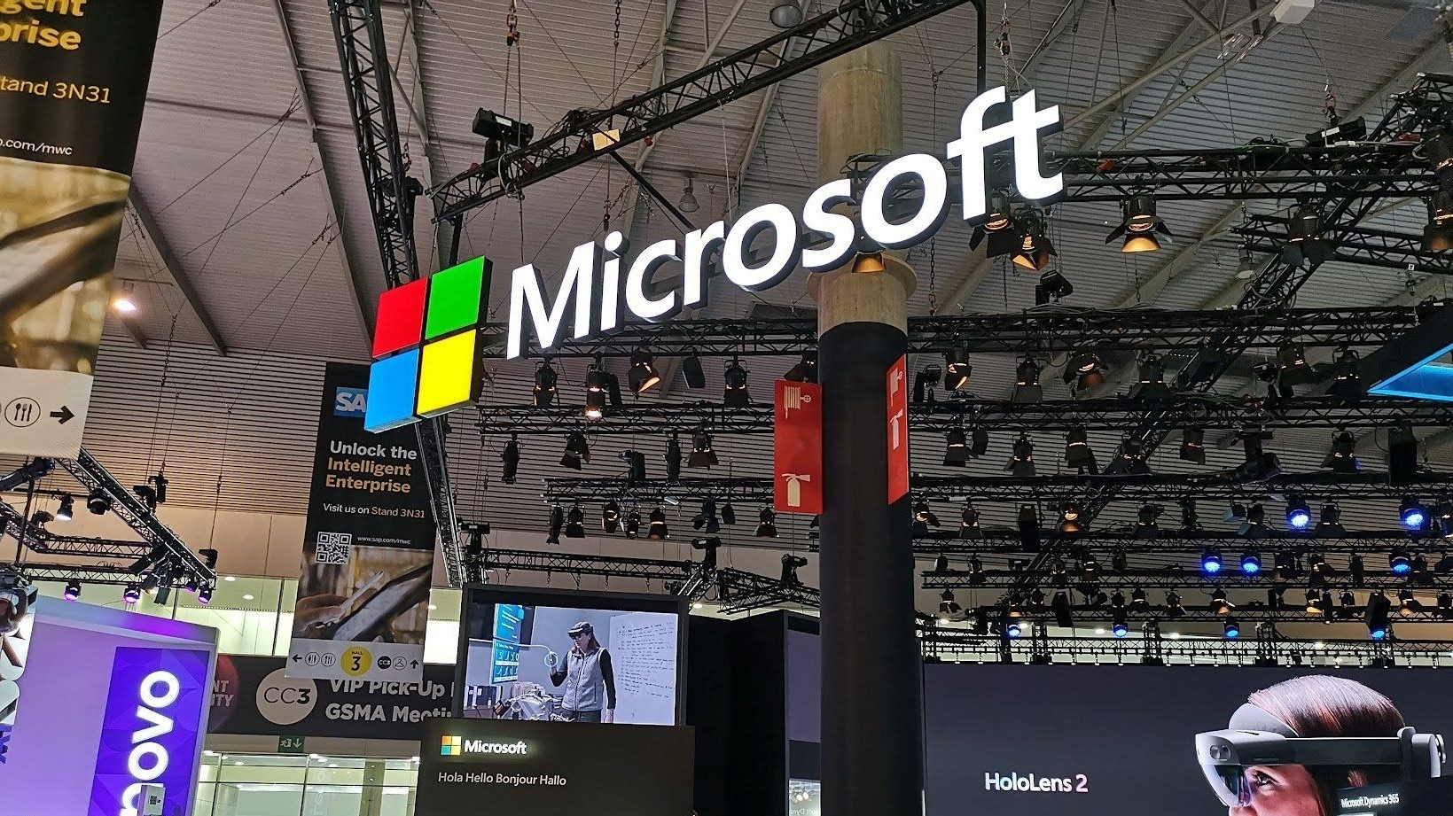 Logotipo de Microsoft en el MWC