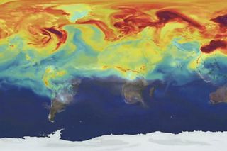 Still from animation showing how carbon dioxide moves around the Earth