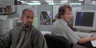 Samir and Michael talking in Office Space
