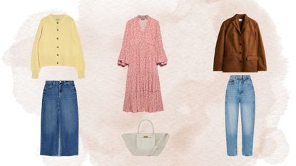 Cut outs of spring capsule wardrobe items