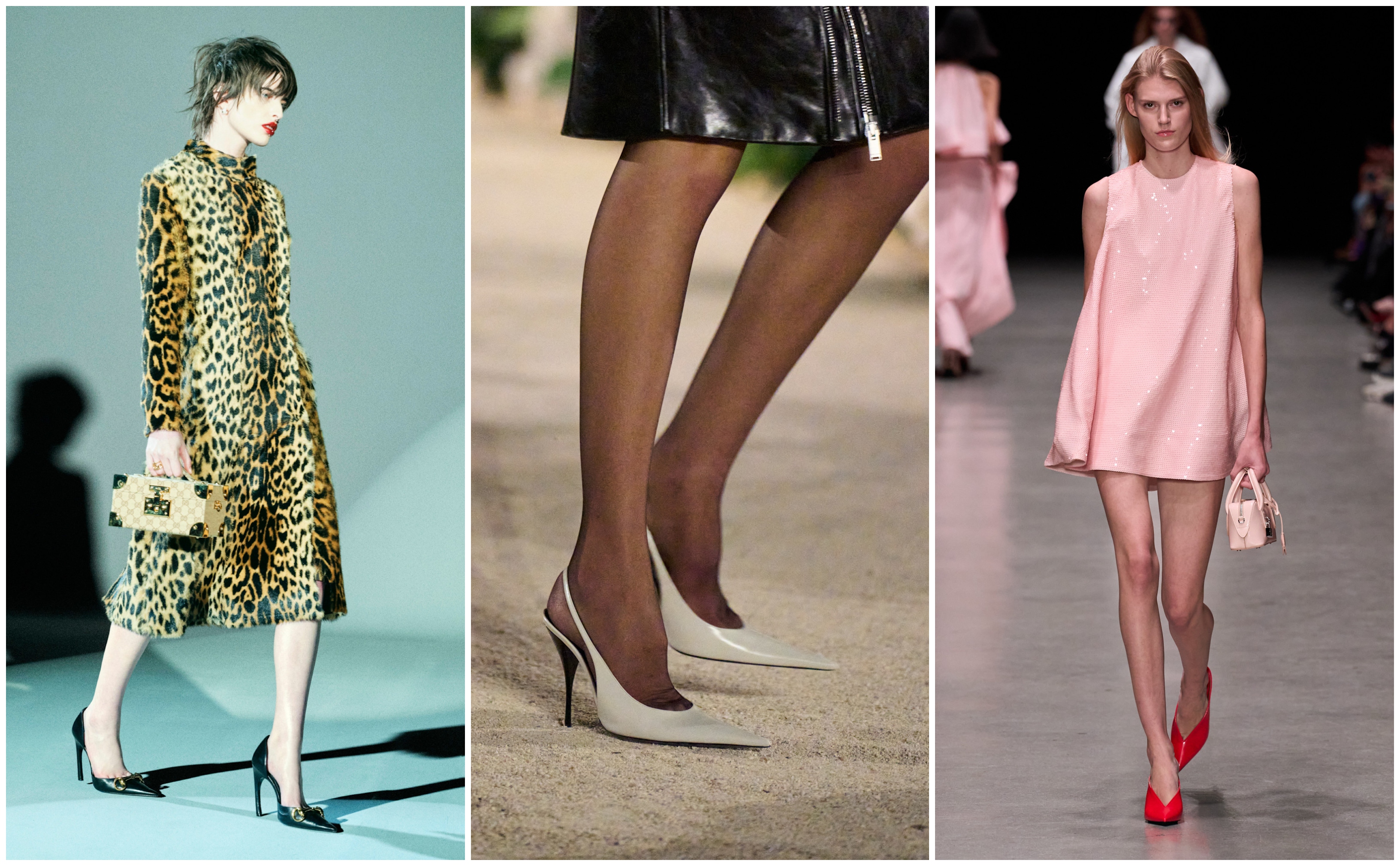 pump shoes on the spring 2026 runways of Gucci, Saint Laurent, and Stella McCartney