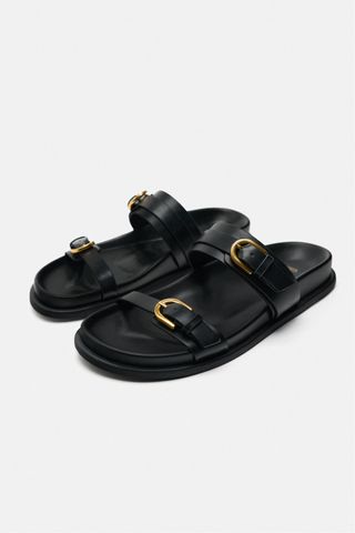 Buckled Flat Slider Sandals