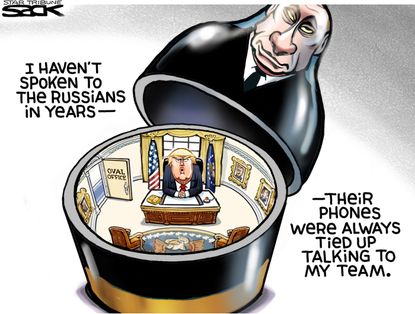 Political Cartoon U.S. Donald Trump Russia Putin Sessions Flynn