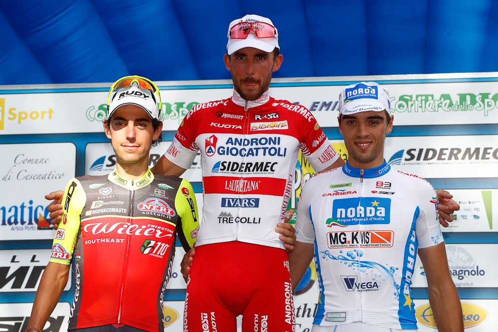 Matteo Busato, Francesco Gavazzi and Paolo Toto on the Memorial Marco Pantani podium