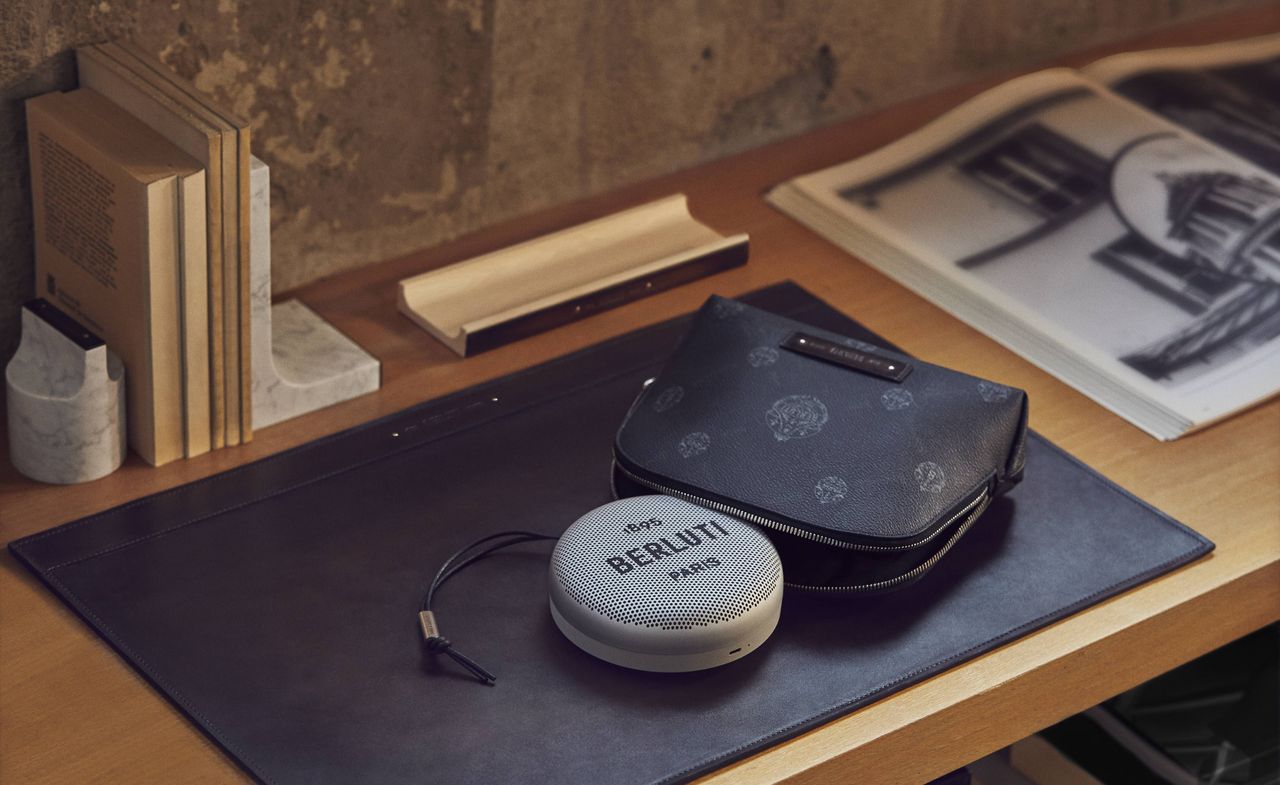 Bang &amp; Olufsen A1 Bluetooth speaker with the bespoke Berluti Sound Pouch