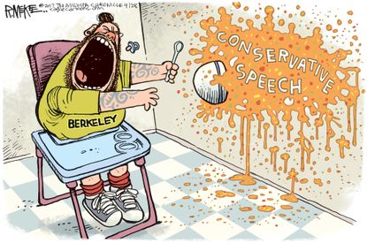 Editorial Cartoon U.S. UC Berkeley free speech protest conservative Ann Coulter