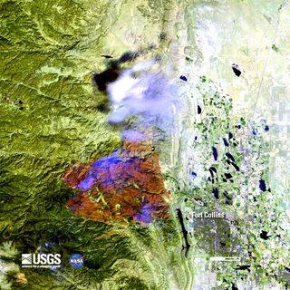 satellite image of Colorado wildfires