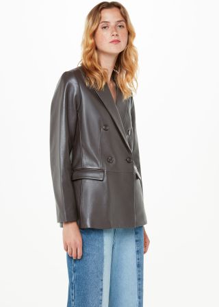 Aliza Waisted Leather Blazer