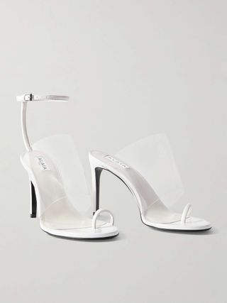 Asymmetric Patent-Leather and Pvc Sandals