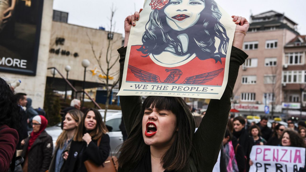 women protest