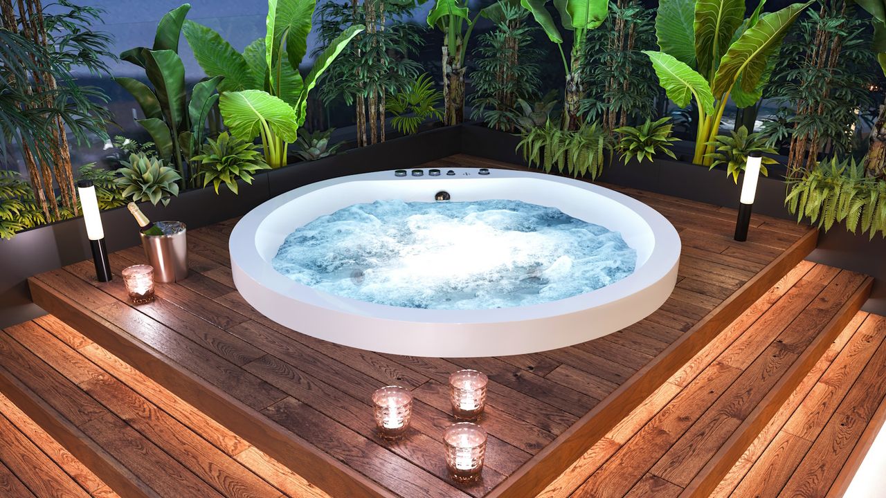 Hot tub on sunken decking