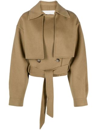 Double-Breasted Cropped Trench Jacket
