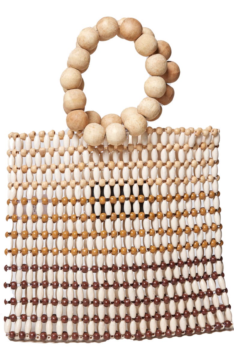Riley Wood Bead Bracelet Handle Bag