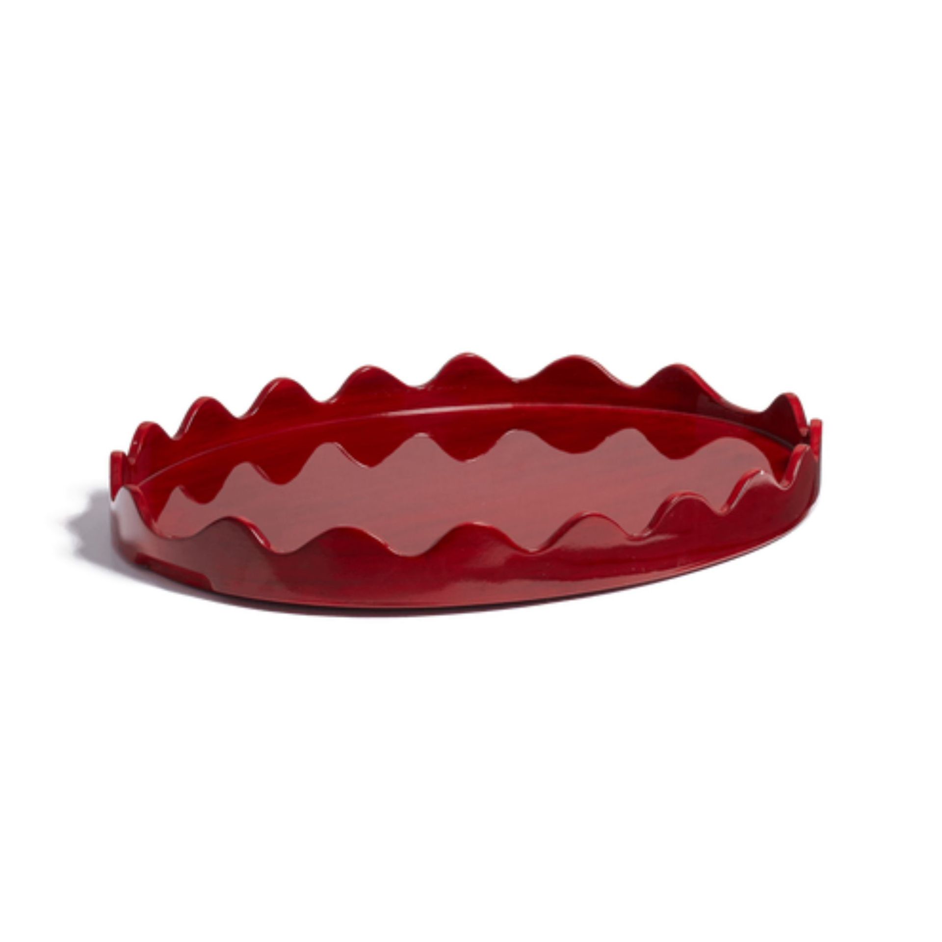 oka red gloss wavy tray