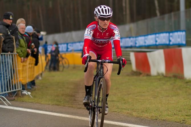 Coming out of the pits at Zolder, Elle Anderson in her second race in Belgium.