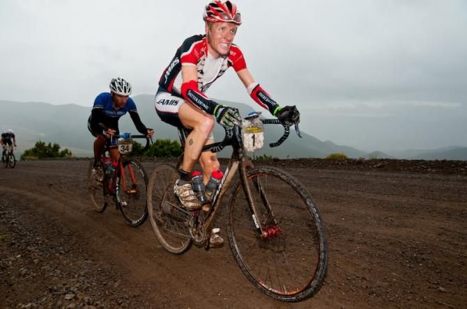 Tyler Wren leads Neil Shirley on the infamous climb of the "Col 'd Crush" in last year's edition of the Crusher in the Tushar.
