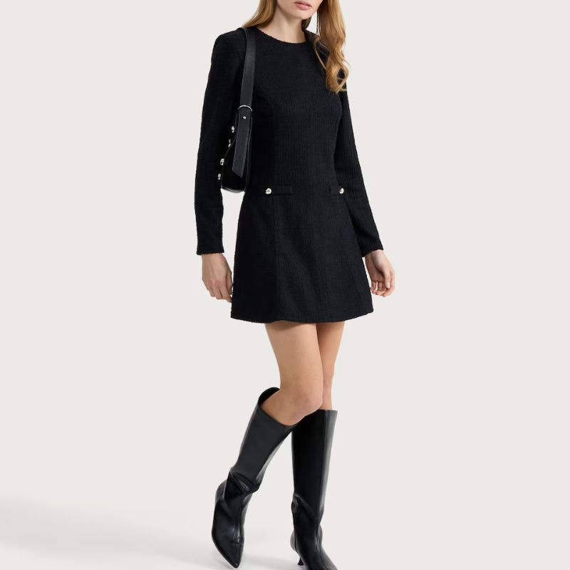 Black boucle dress