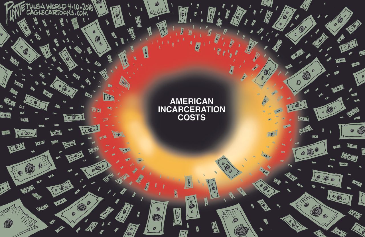 Political Cartoon U.S. First black hole image American incarceration costs