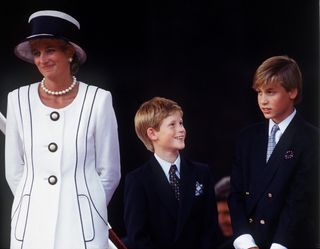 Princes William and Harry with Princess Diana