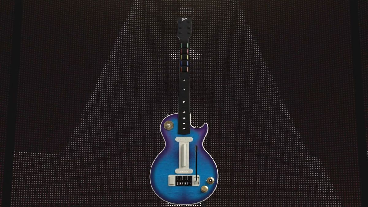 The CRKD Les Paul Guitar Controller on a black, dotted background