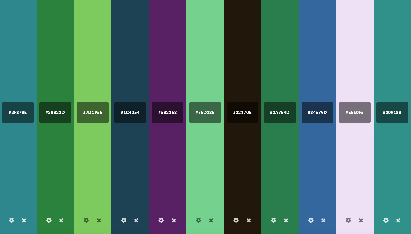 Bars of colours with reference numbers