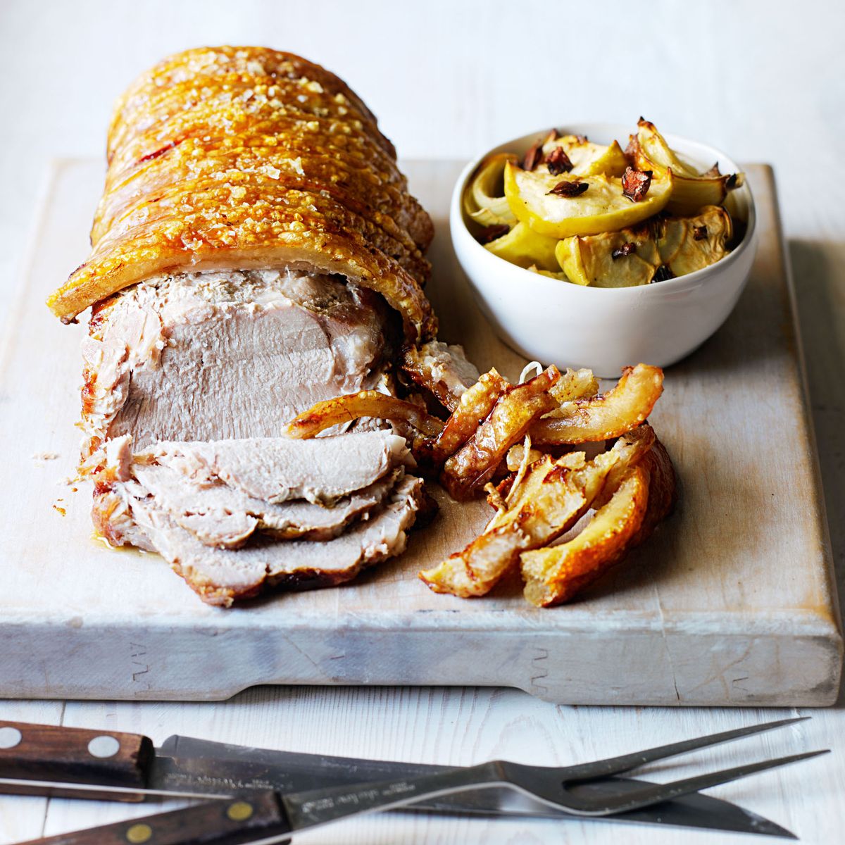 Roasted Pork Loin with Baked Apple and Onion Chutney Dinner Recipes