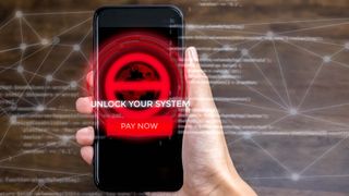 An Android smartphone infected with ransomware